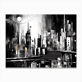 Cityscape Abstract Black And White 7 Canvas Print