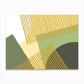 Bloc Lines Shapes Graphic Collage Modern Abstract - Yellow Gold Green Canvas Print