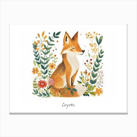 Little Floral Coyote 4 Poster Canvas Print