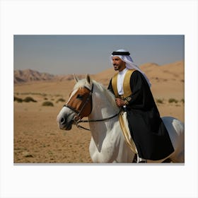 Man On Horseback In Desert Canvas Print