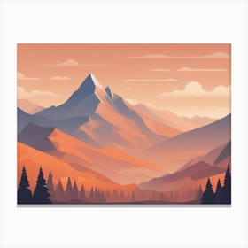 Misty mountains horizontal background in orange tone 11 Canvas Print