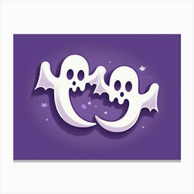 Ghosts On A Purple Background Canvas Print