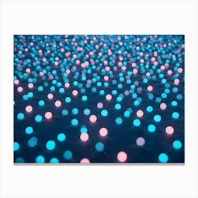 An Abstract Image Of A Field Of Glowing Blue And Pink Circles, Creating A Sense Of Depth And Movement Canvas Print