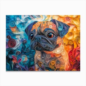 Pug Paper Quilling Dog Portrait Canvas Print