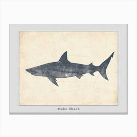 Mako Shark Grey Silhouette 1 Poster Canvas Print