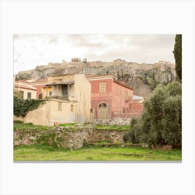 View Of The Acropolis From The Plaka Of Athens Canvas Print