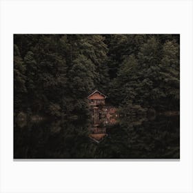 Cabin Reflection On Lake Canvas Print