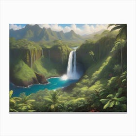 Hawaiian Waterfall Nature Canvas Print
