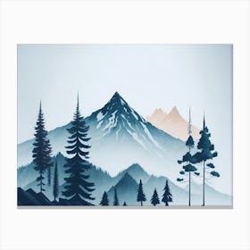 Mountain And Forest In Minimalist Watercolor Horizontal Composition 310 Canvas Print