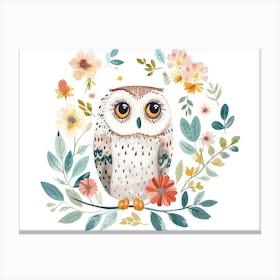 Little Floral Snowy Owl 4 Canvas Print