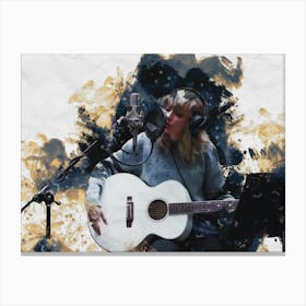 Smudge Of Portrait Taylor Swift In Recording Studio Canvas Print