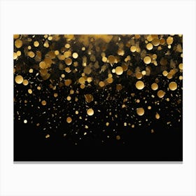 Gold Confetti On Black Background Canvas Print