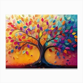 Elegant Colorful Tree with Vibrant Leaves Hanging Branches 9 Canvas Print