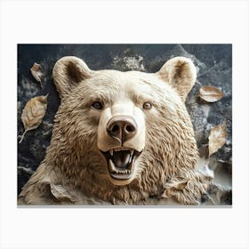 Elegant 3d Bear Stunning Artwork Canvas For A Striking Painting Canvas Print