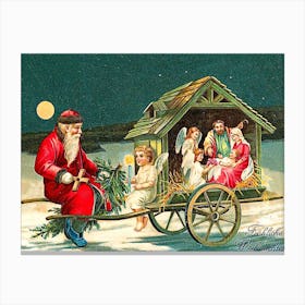 Christmas Eve, Old Religious Holiday Poster Canvas Print