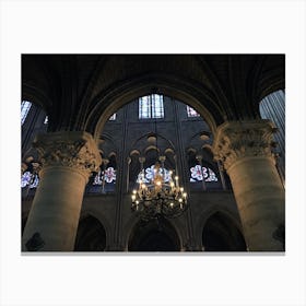 Chandelier Inside the Old Notre Dame Cathedral (Paris Series) Canvas Print