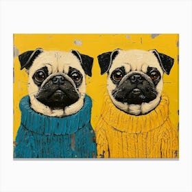 Pugs In Sweaters 6 Canvas Print