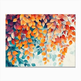 Hanging Branches Seamless Pattern Leaves Fall With Bright Color Flowers 1 Canvas Print