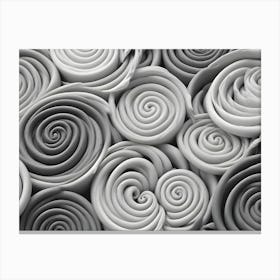 Monochrome Pattern Of Swirling, Abstract Roses Created With Clay Or A Similar Material Canvas Print