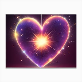 A Colorful Glowing Heart On A Dark Background Horizontal Composition 30 Canvas Print