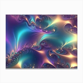 Abstract Image With Swirling Purple, Blue, And Gold Colors, Creating A Luxurious And Iridescent Effect Canvas Print