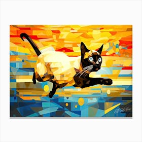 Cat Jumping High - Siamese Cats Character Canvas Print