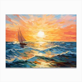 Sailboat At Sunset 6 Canvas Print