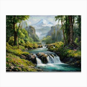 River Mountain with Alps View #2 Canvas Print