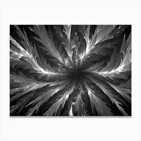 Monochromatic Fractal Design Resembling A Frosty, Spiky Flower Or Snowflake Canvas Print