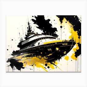 Ship In Black And Yellow Canvas Print