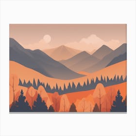 Misty mountains horizontal background in orange tone 145 Canvas Print