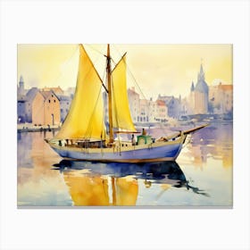 Sailboat In The Harbor Canvas Print