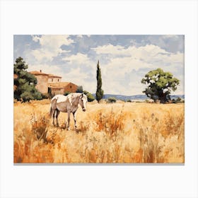 Horses Painting In Tuscany, Italy, Landscape 2 Canvas Print