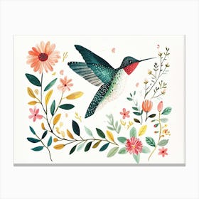 Little Floral Hummingbird 4 Canvas Print