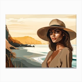 Illustration of an African American woman at the beach 56 Canvas Print