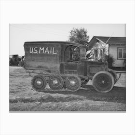 Untitled Photo, Possibly Related To U S Mail Truck Used In Snowy Mountain Sections Of Nevada County, California Canvas Print