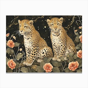 Floral Animal Illustration Leopard 1 Canvas Print