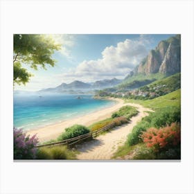 Serene Beach Landscape - A Tranquil Piece for Your Space Canvas Print