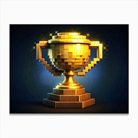 Pixelated Gold Trophy With Glittering Lights Canvas Print