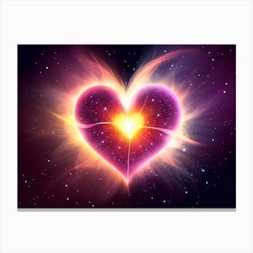 A Colorful Glowing Heart On A Dark Background Horizontal Composition 22 Canvas Print