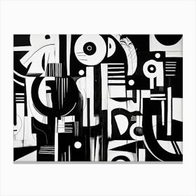 Vibrant Contrasts Abstract Black And White 6 Canvas Print