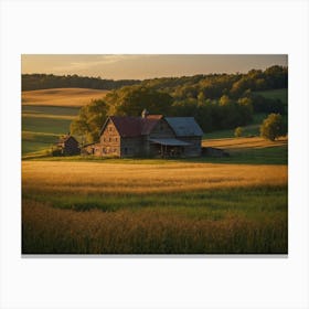 Barn At Sunset Canvas Print