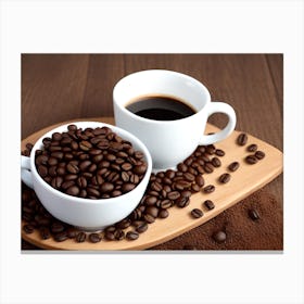 Coffee And Coffee Beans Canvas Print