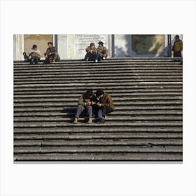 Pairs Of Friends Spanish Steps Rome Italy Canvas Print