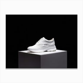 White Ladies Shoe Prominently Placed Center On A Matte Black Background Shoe Detailed With Delicat Canvas Print