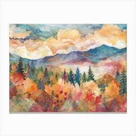 Watercolor Of The Smoky Mountains Canvas Print