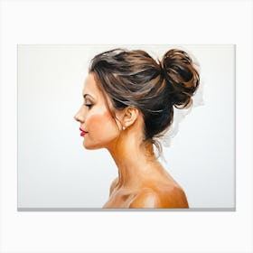 Side Profile Of Beautiful Woman Oil Painting 45 Canvas Print