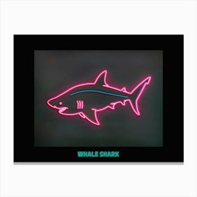 Neon Dark Red Whale Shark 4 Poster Canvas Print