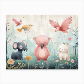 Animals and Pastel Colors Canvas Print