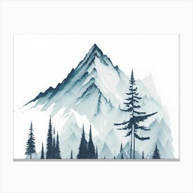 Mountain And Forest In Minimalist Watercolor Horizontal Composition 355 Canvas Print